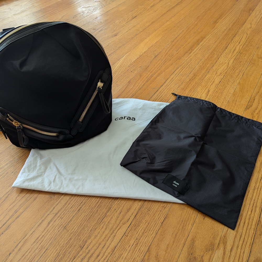 Caraa Black Backpack with Gold Accents